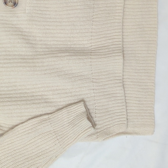 Madewell Lyle Ribbed Henley Sweater, Color Cream Size XXS - Picture 6 of 14